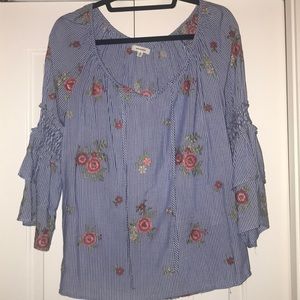 Striped flower print top